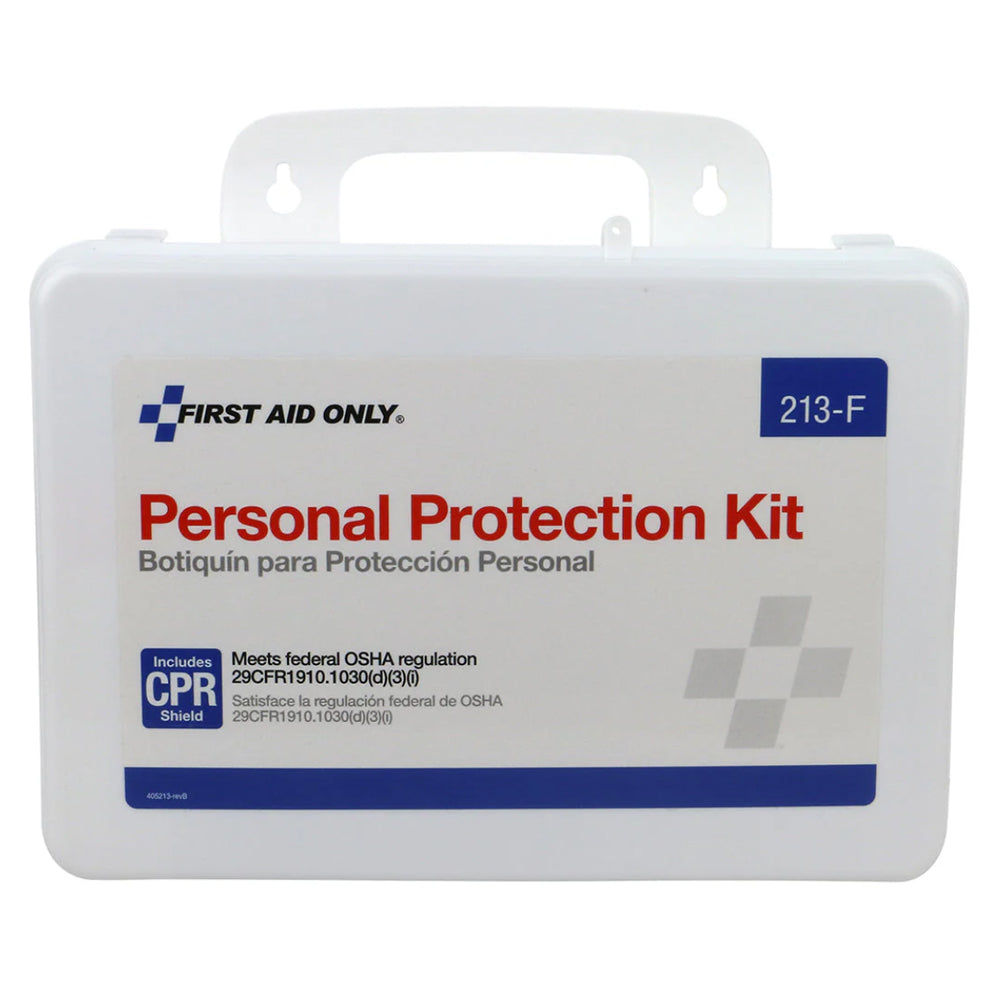 Personal Protection Kit, BBP (Blood borne Pathogen) Spill Clean Up Apparel Kit with CPR Pack, Plastic Case - Set of 10