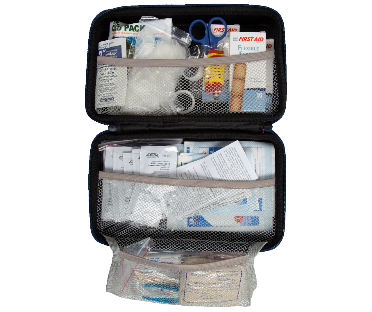 121 Piece - Deluxe Hard-Shell Foam First Aid Kit - Set of 4
