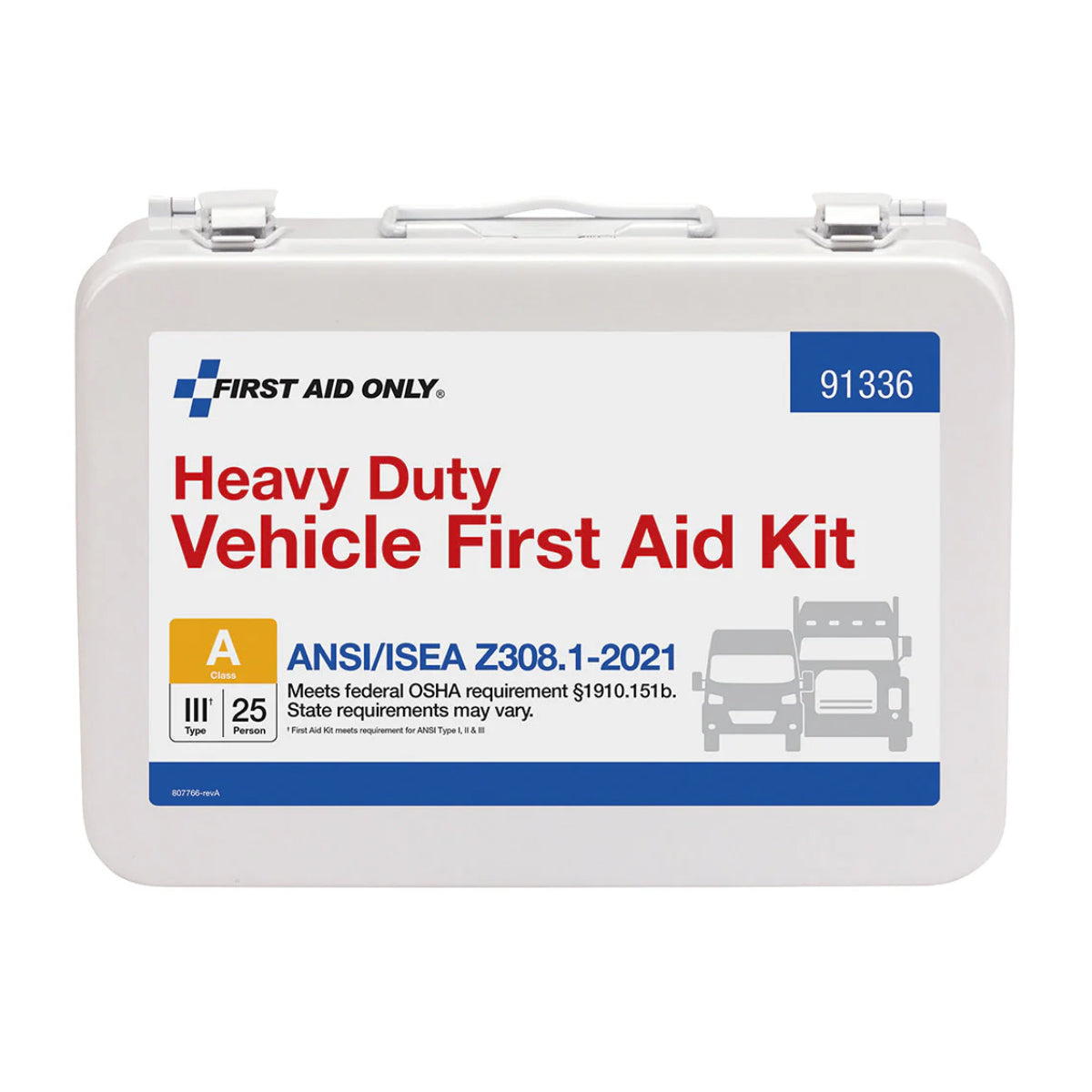 25 Person ANSI A Heavy Duty Vehicle First Aid Kit - ANSI 2021 Compliant - Metal Case