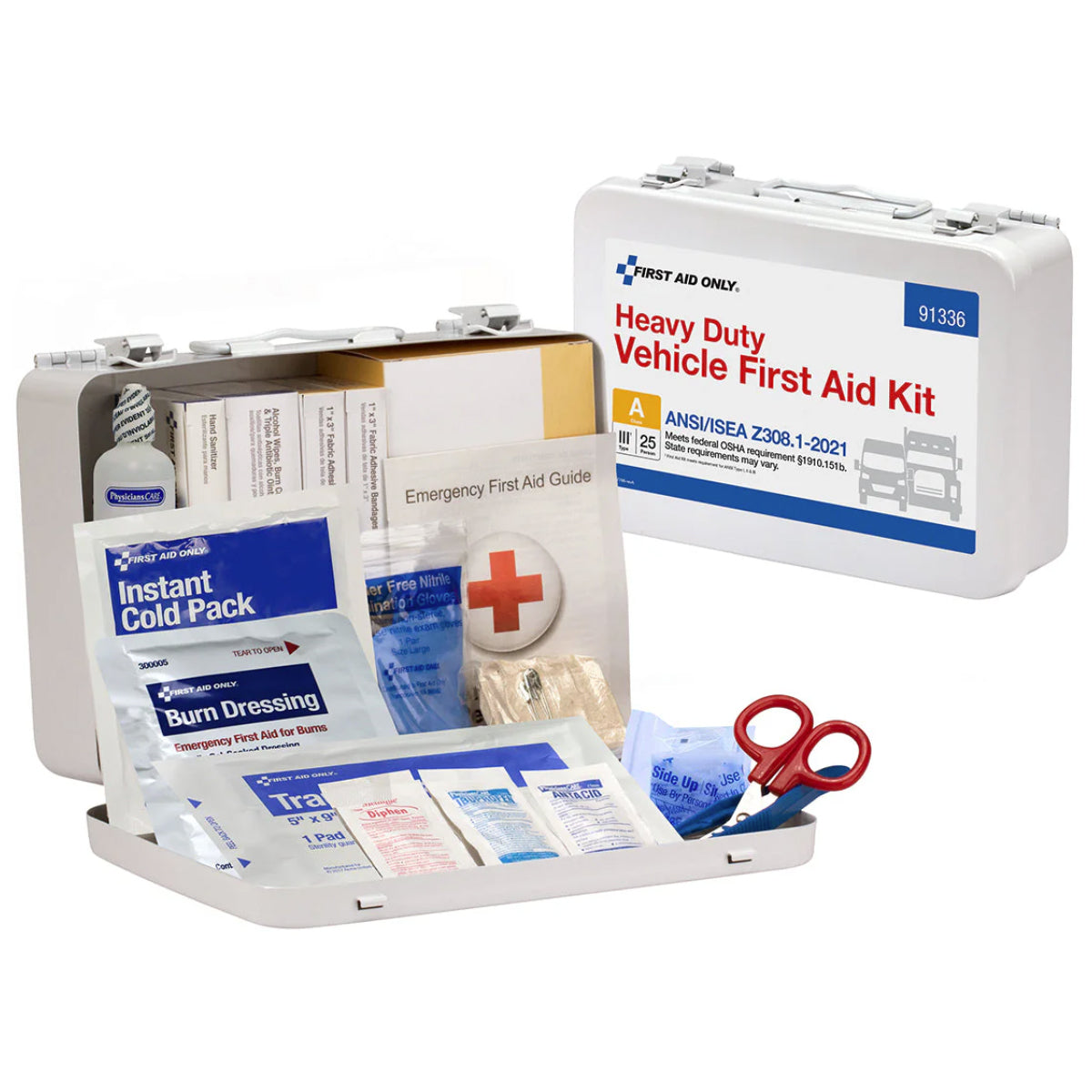 25 Person ANSI A Heavy Duty Vehicle First Aid Kit - ANSI 2021 Compliant - Metal Case