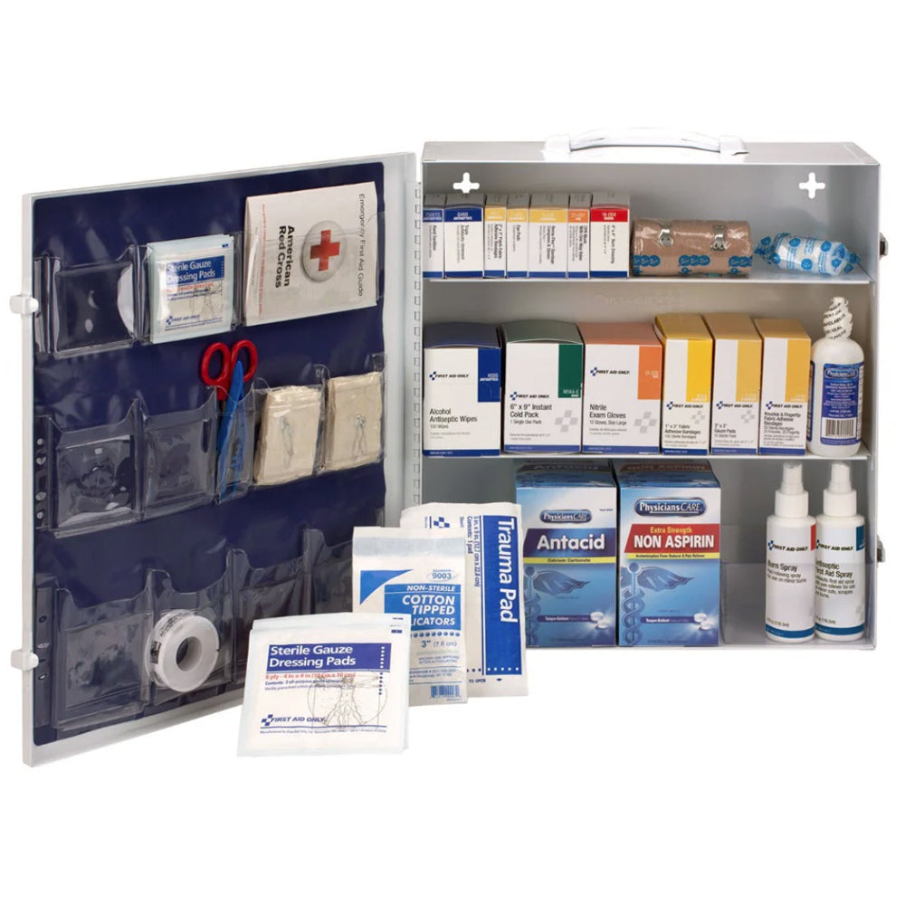 100 Person ANSI A 3 Shelf First Aid Cabinet, ANSI 2021 Compliant