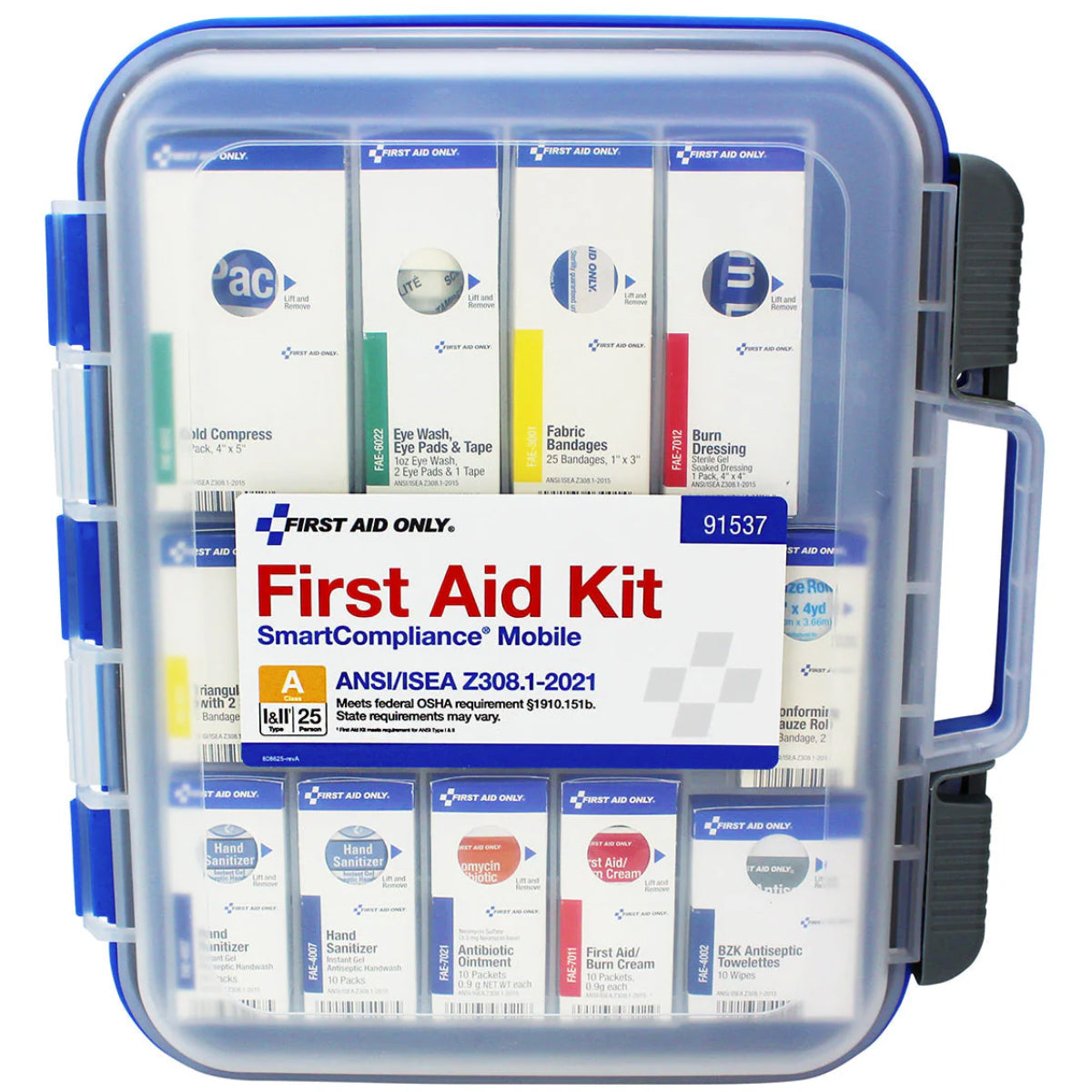 SmartCompliance Mobile 25 Person ANSI A Clear Front First Aid Kit, ANSI 2021 Compliant