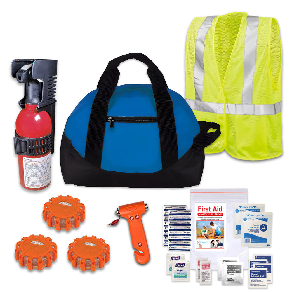 Vehicle Emergency Safety Kit with Fire Extinguisher and LED Road Flares