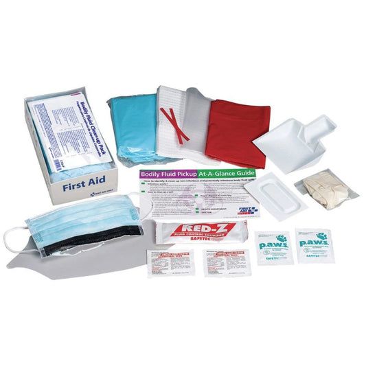BBP Spill and Bodily Fluid Clean Up Pack, 16 pc - Disposable Tray - Set of 6