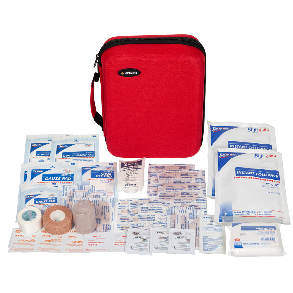 65 Piece - Team Sports Trainer in Hard Shell First Aid Kit – 4 Safety Kits