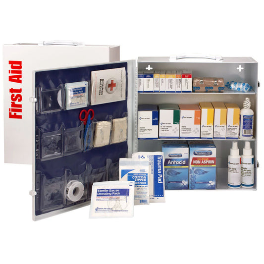 100 Person ANSI A 3 Shelf First Aid Cabinet, ANSI 2021 Compliant