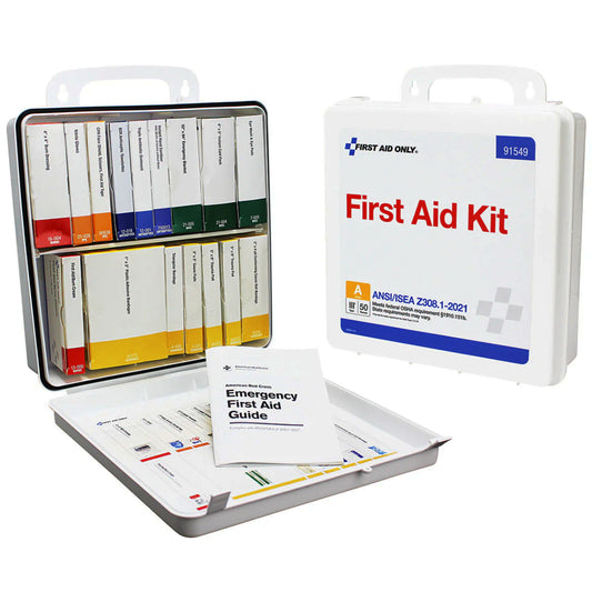 50 Person Transportation Unitized Plastic First Aid Kit, ANSI A, ANSI 2021 Compliant