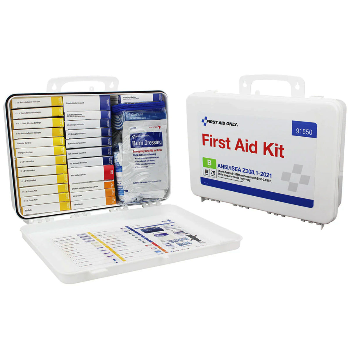 50 Person Transportation Unitized Plastic First Aid Kit, ANSI B, ANSI 2021 Compliant