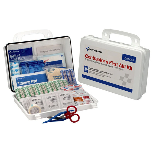 25 Person Contractor First Aid Kit, Plastic Case, OSHA Compliant - Case of 6