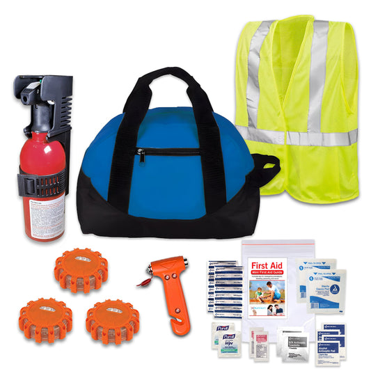 Vehicle Emergency Safety Kit with Fire Extinguisher and LED Road Flares
