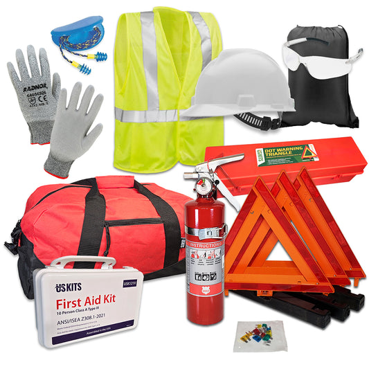 OSHA ANSI DOT Safety Kit with 1A10BC Fire Extinguisher & PPE