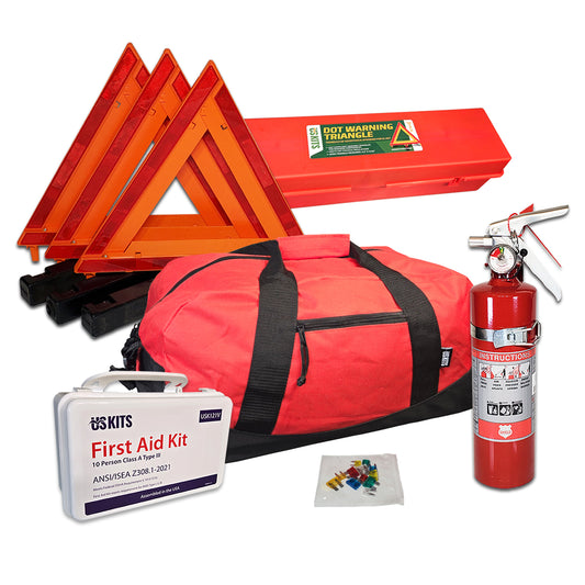 DOT Compliant Auto Emergency Kit with US Made 2.5lb ABC Fire Extinguisher