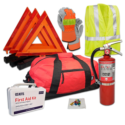 All-in-One DOT Hi-Viz Fleet Safety Kit with 5lb 3A40BC Extinguisher