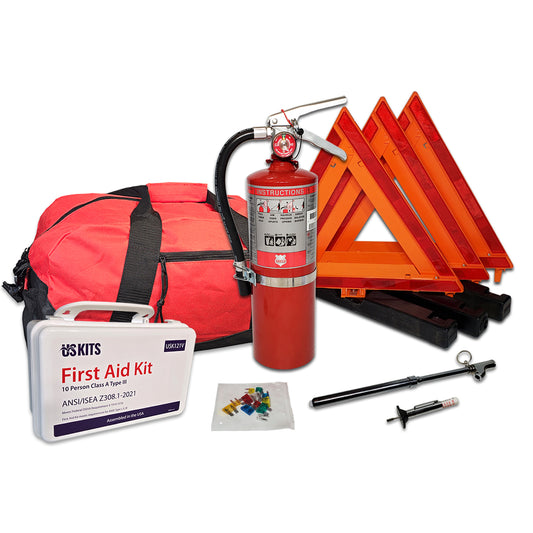 USKITS DOT OSHA Compliant Fleet Safety Kit with Tire Inspection Gauges for Enhanced Vehicle Safety