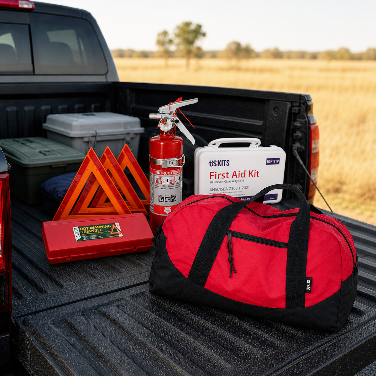 OSHA ANSI DOT Safety Kit with 1A10BC Fire Extinguisher & PPE