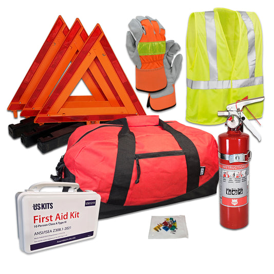 DOT Essential Hi-Viz Truck Safety Kit with 2.5lb 1A10BC Fire Extinguisher